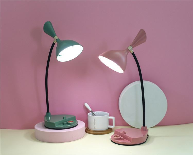 圆形带支架触摸台灯北欧风LED三档调光节能小夜灯