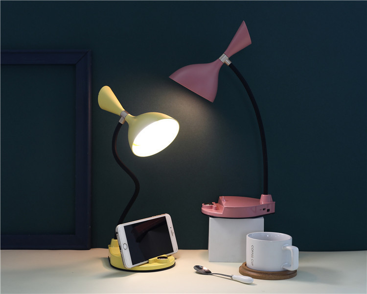 圆形带支架触摸台灯北欧风LED三档调光节能小夜灯