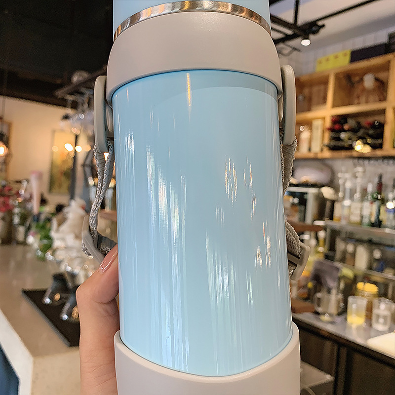 600ML大容量多功能背带水壶可爱斜跨少女心保温杯