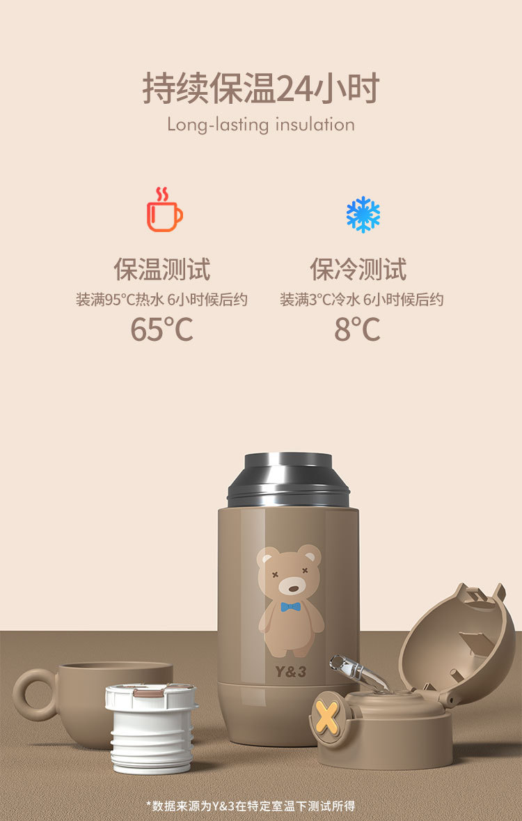 450ML毛绒杯套316不锈钢仔仔熊童话小镇吸管保温杯