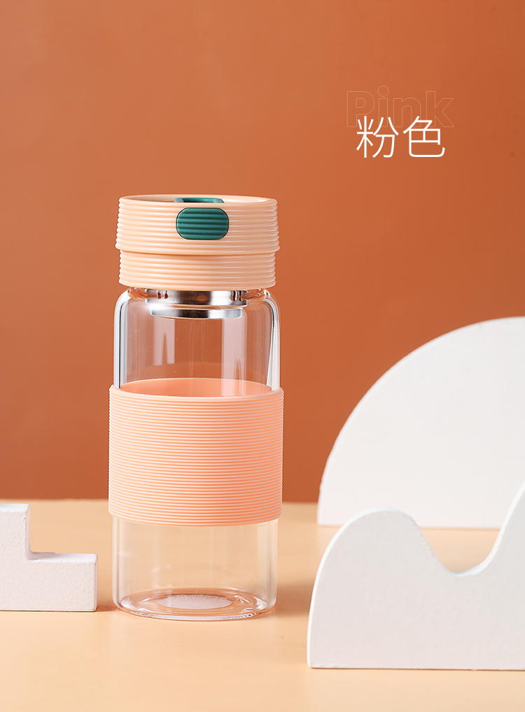 320ML艾莉玻璃杯带茶隔便携ins风杯子简约小清新水杯