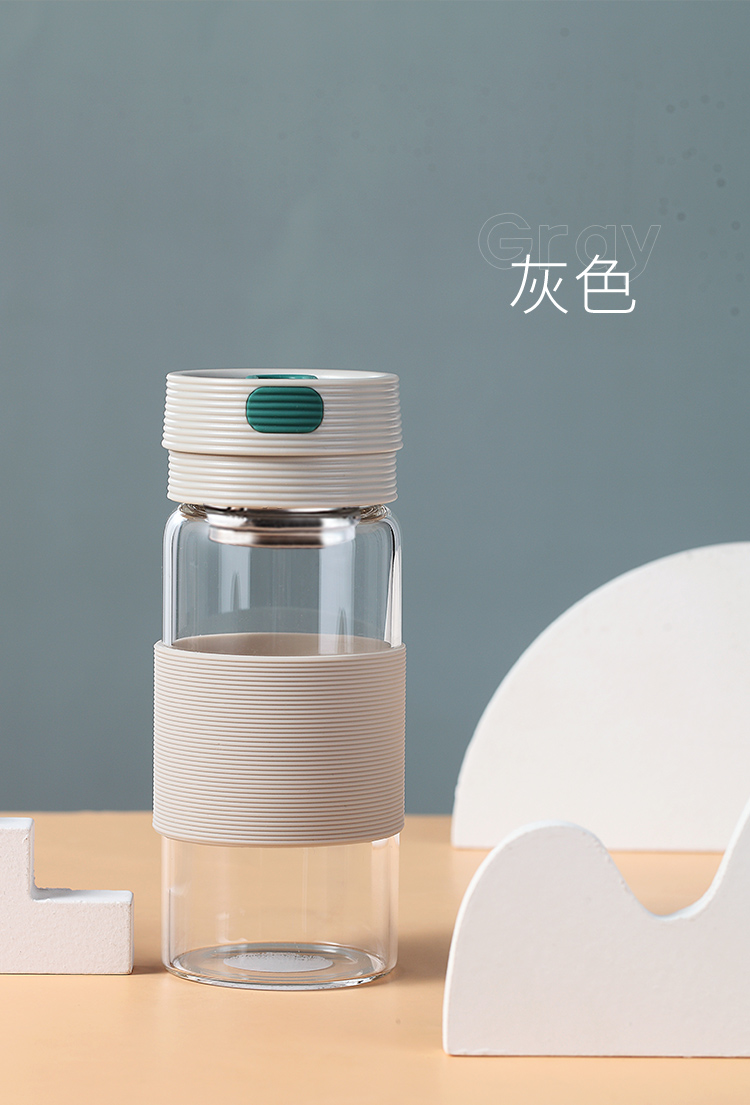 320ML艾莉玻璃杯带茶隔便携ins风杯子简约小清新水杯