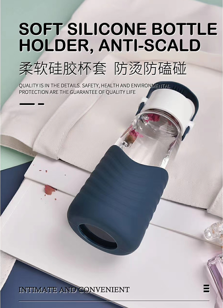 300ML时尚简约提手玻璃杯学生单层透明便携随手杯