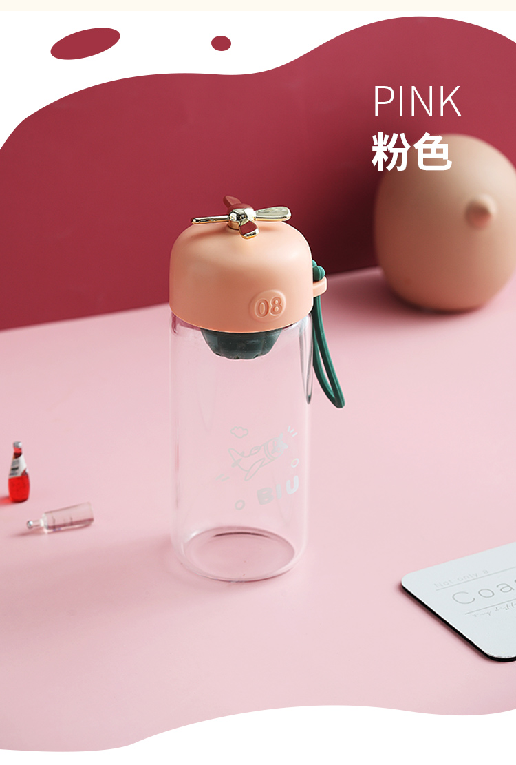 380ML创意小萌玻璃杯带茶漏时尚潮流可爱便携随手杯