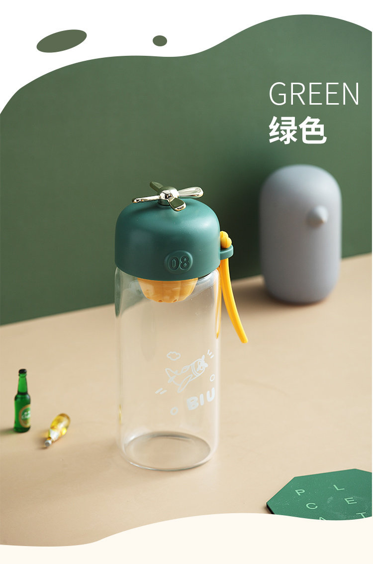 380ML创意小萌玻璃杯带茶漏时尚潮流可爱便携随手杯