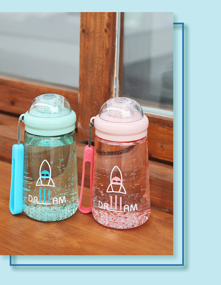 340ML时尚简约ROCKET塑料杯学生便携水杯带茶隔杯子