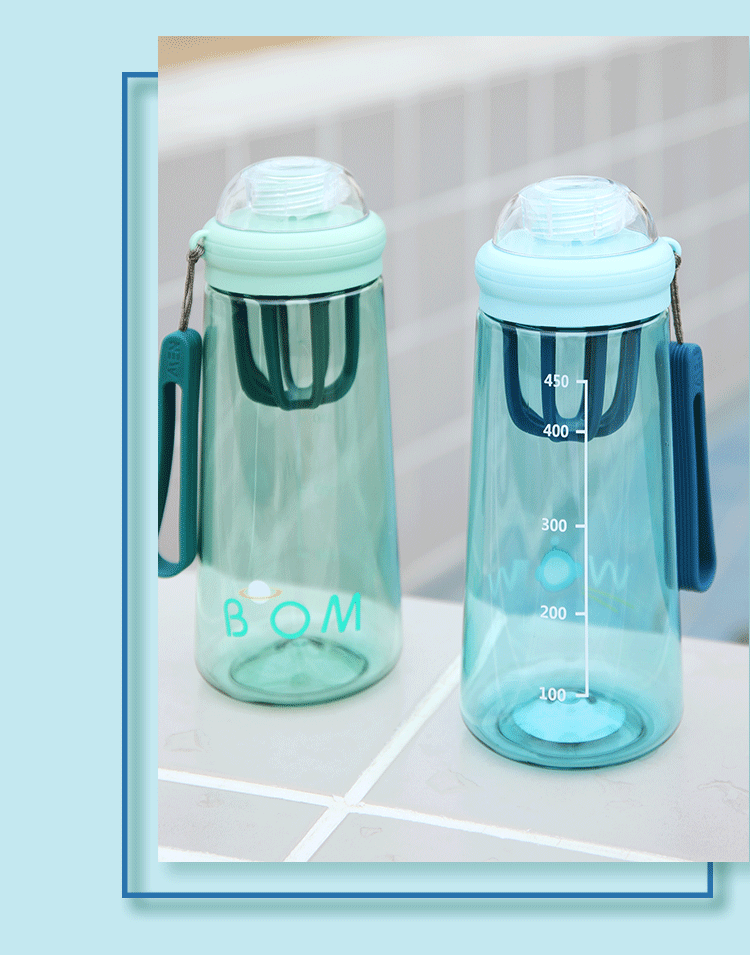 500ML飞船塑料杯运动健身杯水果杯带刻度蛋白粉摇摇杯