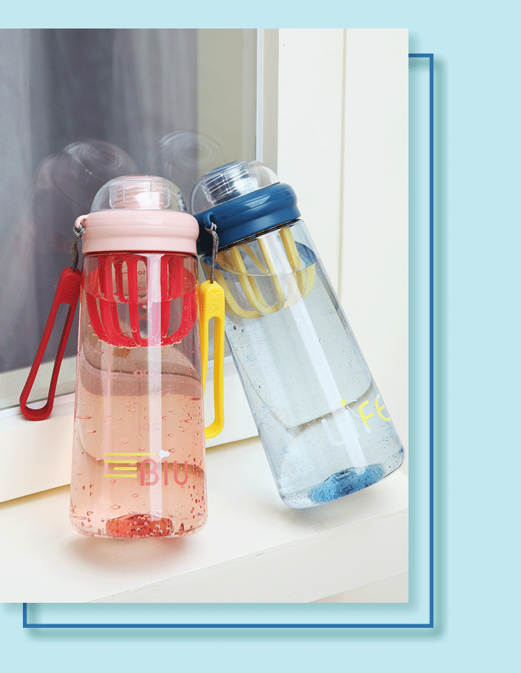 500ML飞船塑料杯运动健身杯水果杯带刻度蛋白粉摇摇杯