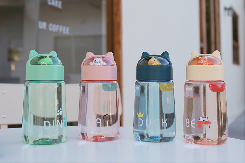 330ML卡通爱宠塑料杯微景观杯盖可爱少女心学生水杯子