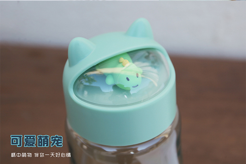 330ML卡通爱宠塑料杯微景观杯盖可爱少女心学生水杯子