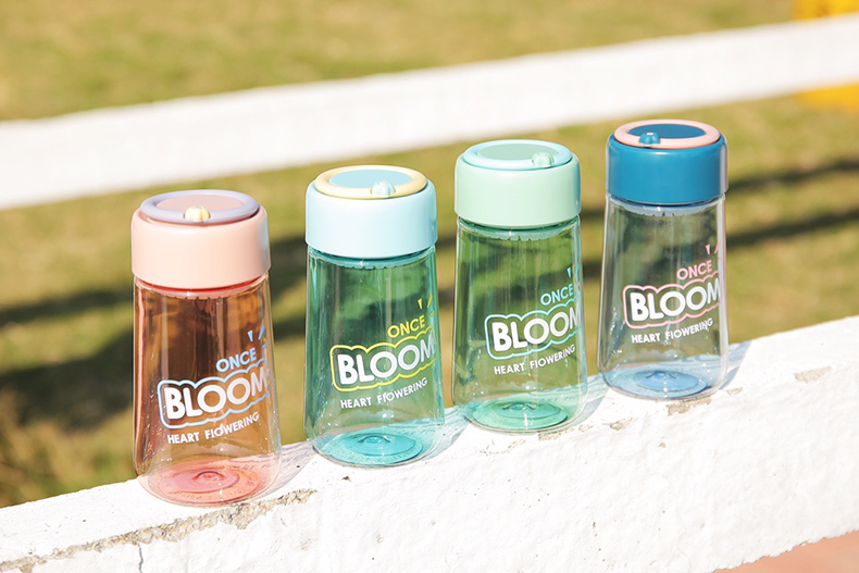 340ML创意简约BLOOM休闲塑料杯带茶隔便携随手杯