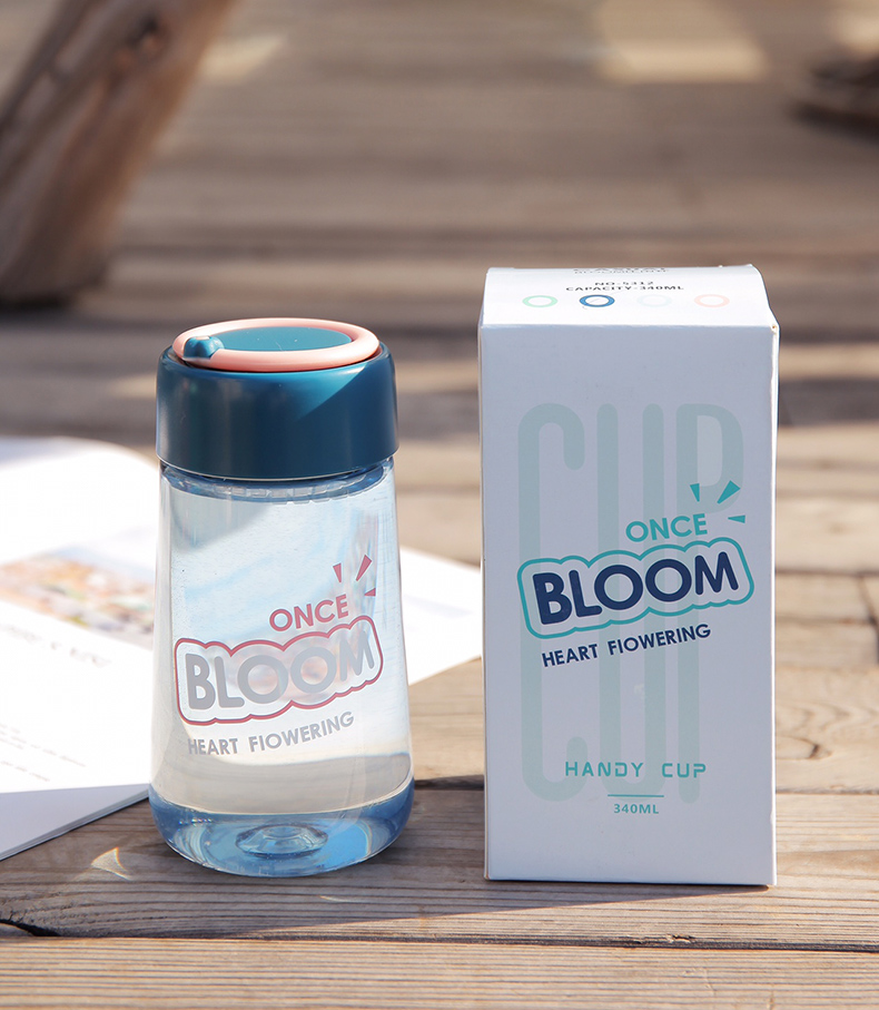 340ML创意简约BLOOM休闲塑料杯带茶隔便携随手杯
