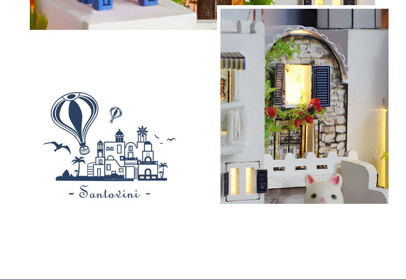 书.风景-圣托里尼群岛diy小屋拼装木质模型生日礼物