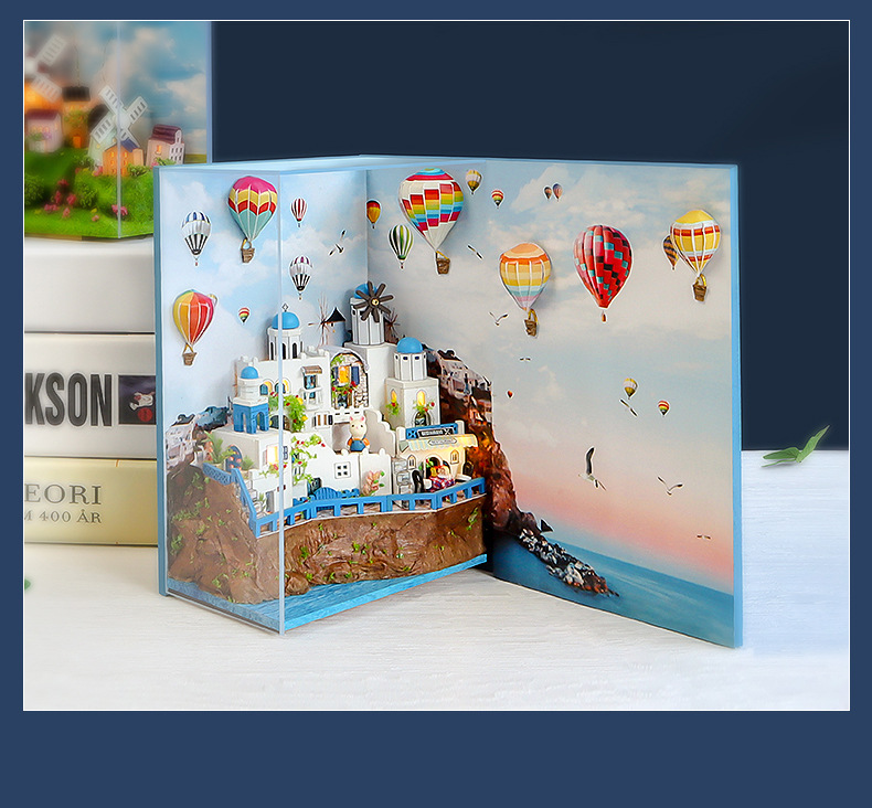 书.风景-圣托里尼群岛diy小屋拼装木质模型生日礼物