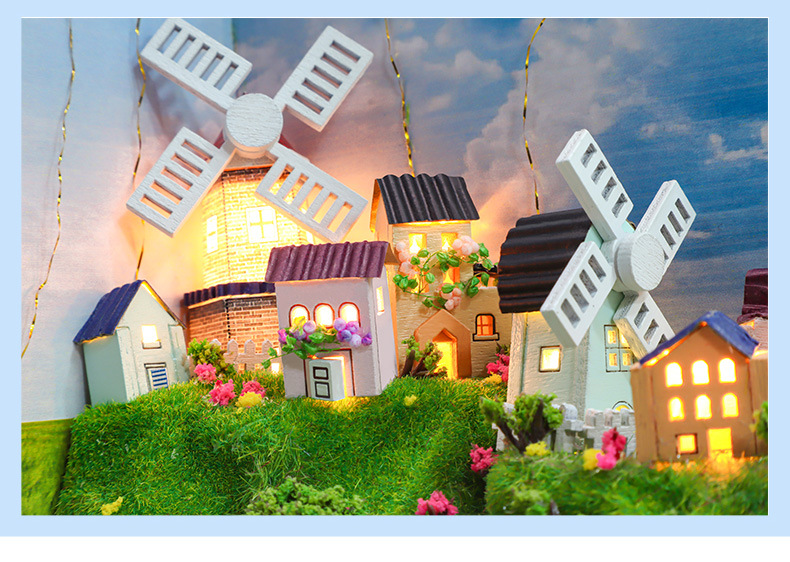 书.风景-荷兰风车小镇diy小屋书架立体拼装模型摆件