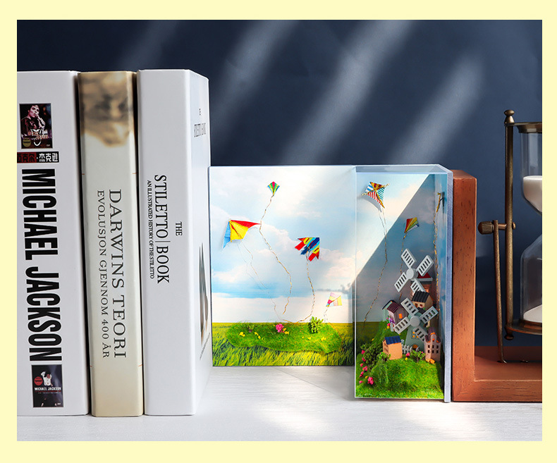 书.风景-荷兰风车小镇diy小屋书架立体拼装模型摆件