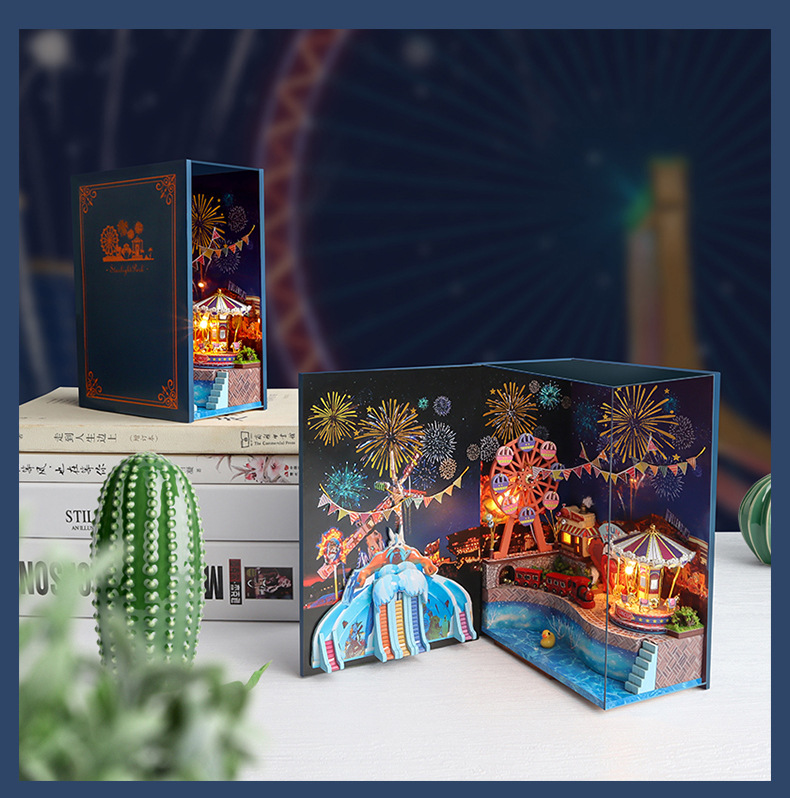 书.风景-六旗游乐园拼装仿真玩具房子模型摆件艺术屋