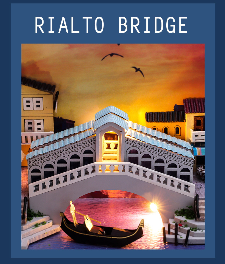 书.风景-水城威尼斯书立书挡diy小屋拼装模型生日礼物