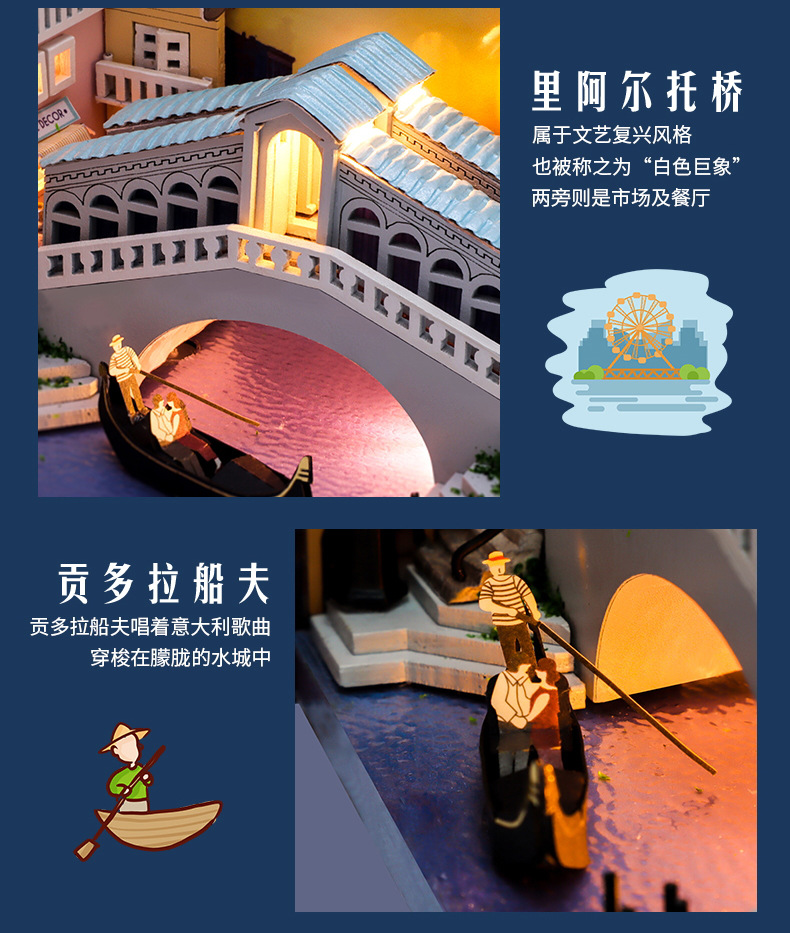 书.风景-水城威尼斯书立书挡diy小屋拼装模型生日礼物