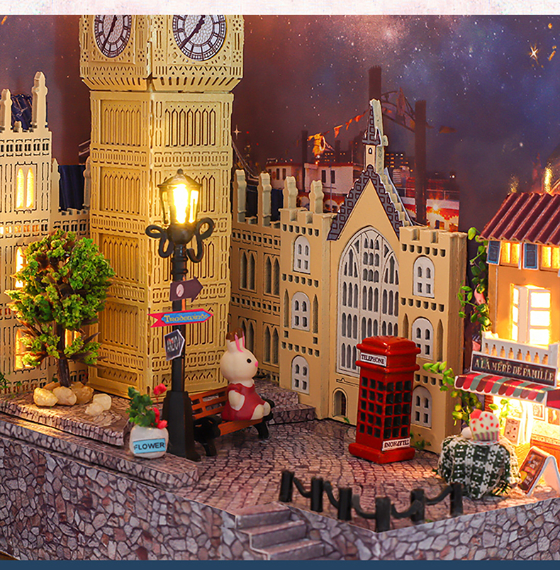 书.风景-伦敦大本钟diy小屋书立书架立体手工拼装模型