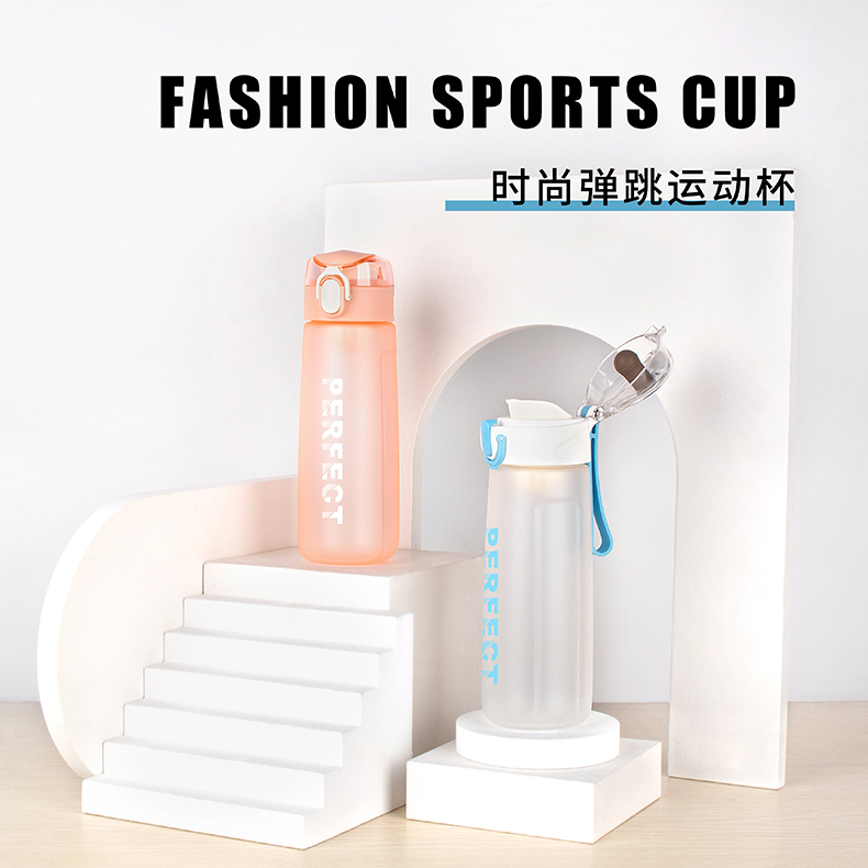 500ML缤纷系菲尔弹盖塑料杯个性简约时尚磨砂太空杯