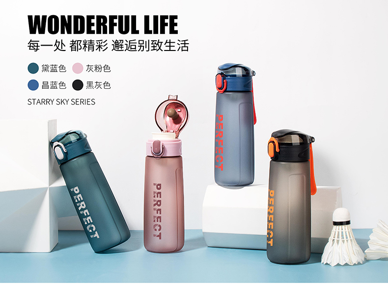 500ML星空系菲尔弹盖塑料杯个性简约时尚磨砂太空杯