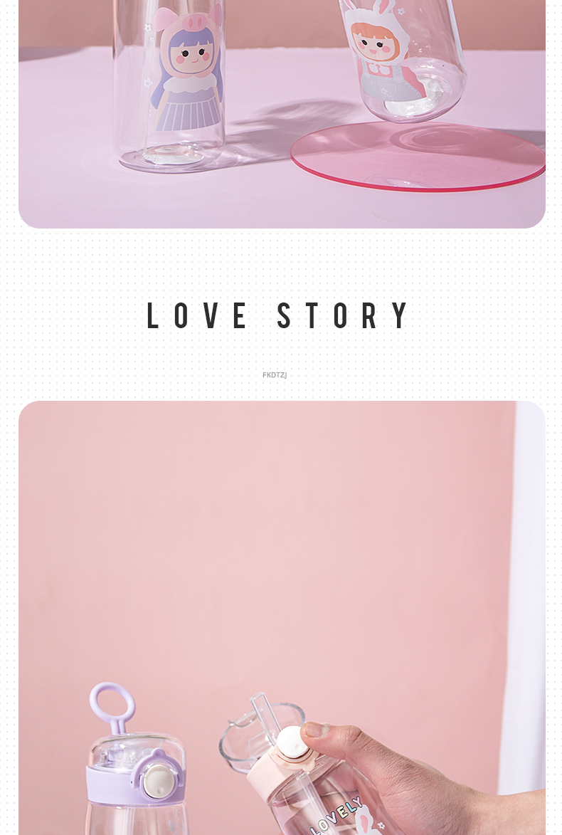 350ML百变女孩美乐吸管塑料杯弹跳盖学生情侣随手杯