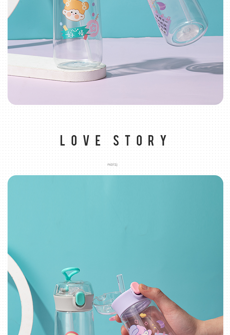 350ML乐酷星愿便利贴弹盖塑料杯学生可爱便携随手杯