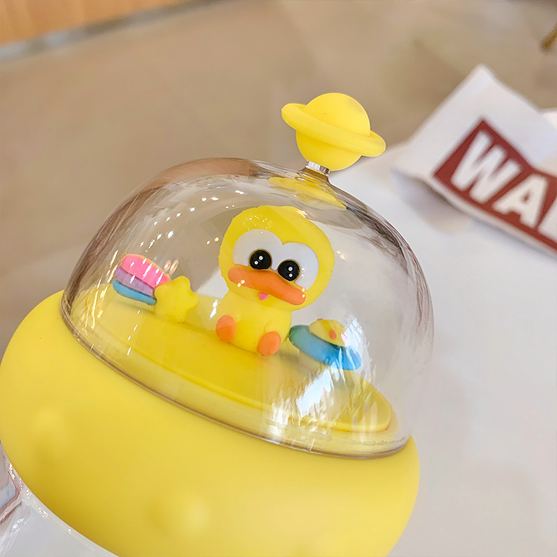 450ML皮皮鸭景观塑料杯学生便携水杯抓鸭子少女心杯子