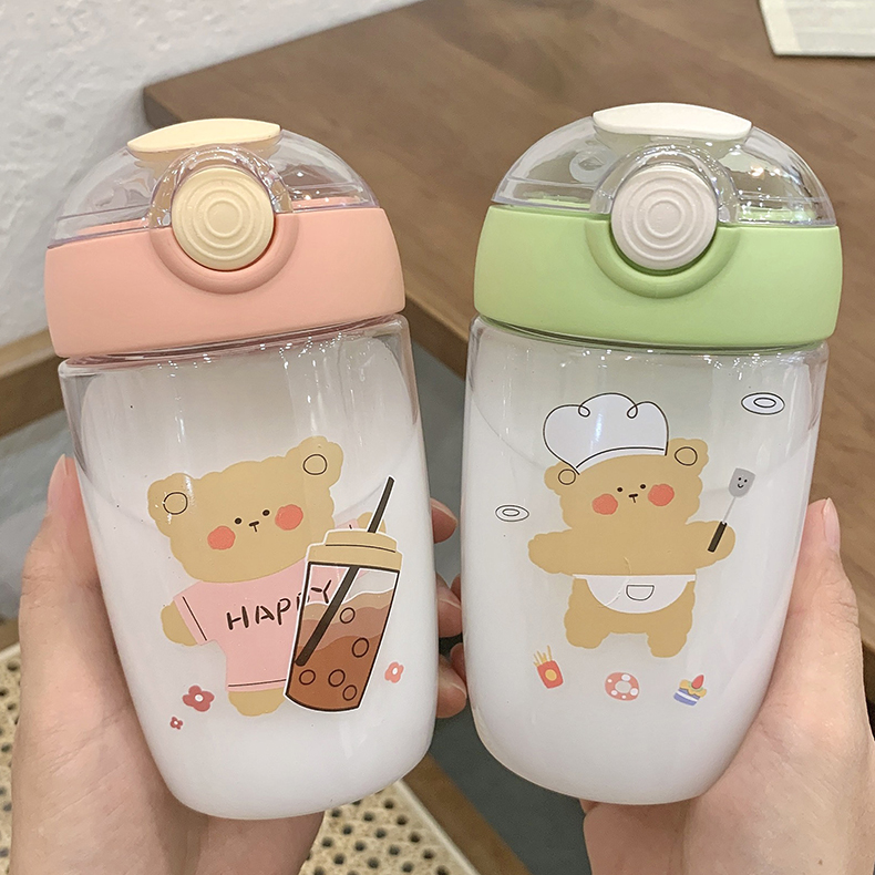 420ML可爱小熊塑料杯卡通矮胖子清新个性学生随手杯