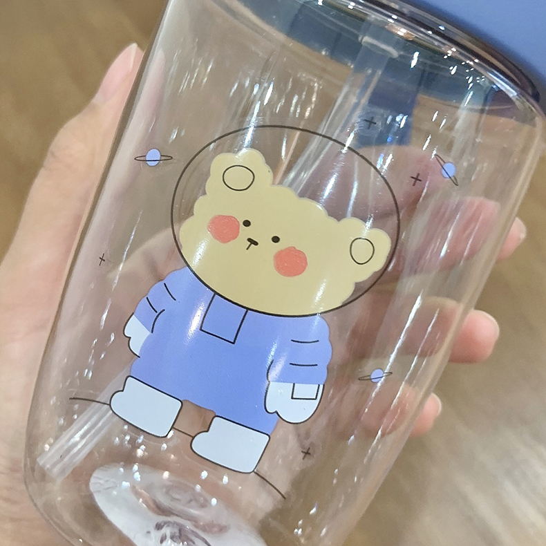 420ML可爱小熊塑料杯卡通矮胖子清新个性学生随手杯