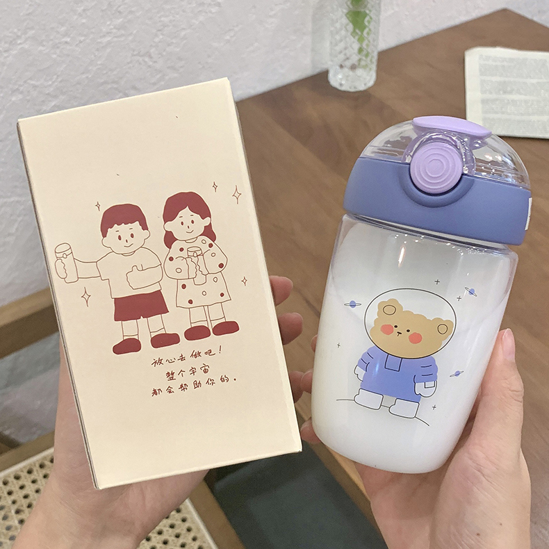 420ML可爱小熊塑料杯卡通矮胖子清新个性学生随手杯