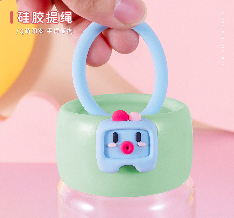 400ML可爱Q萌玻璃杯简约小清新学生情侣便携水杯