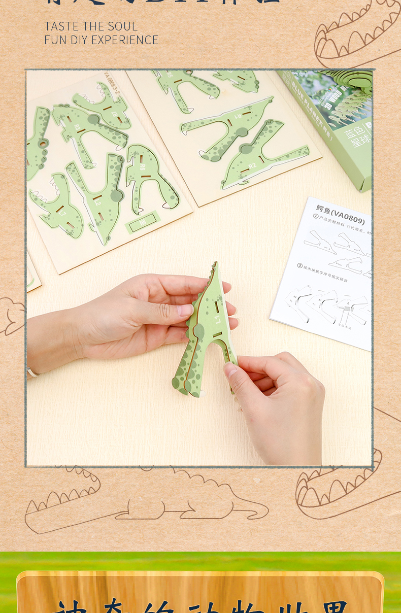 蓝色星球-座头鲸 diy手工制作拼装玩具桌面摆件