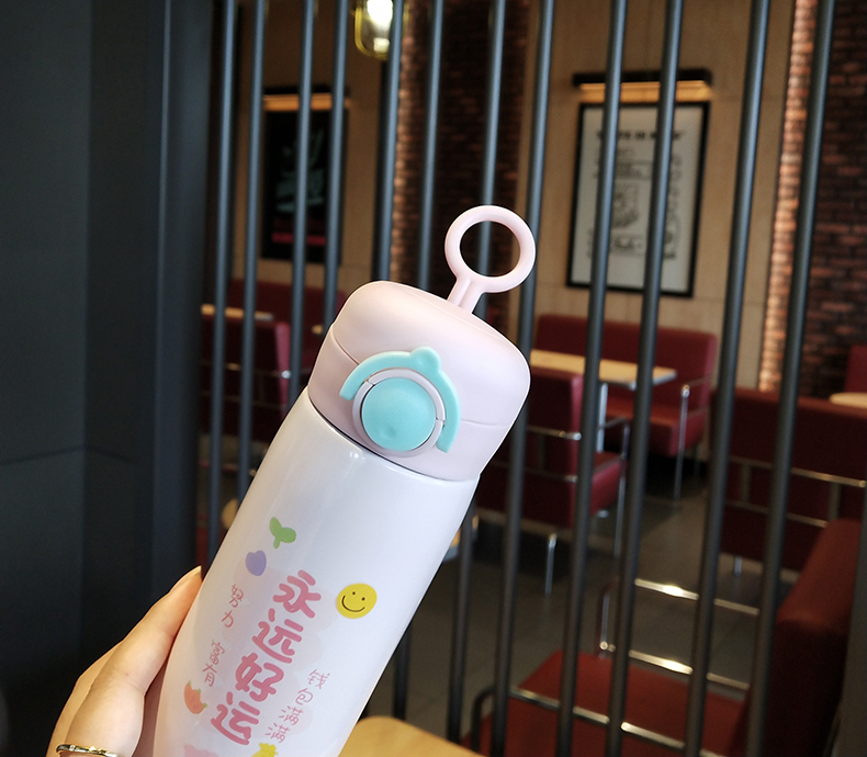 350ML个性祝福语美乐保温杯304不锈钢弹跳盖吸管杯