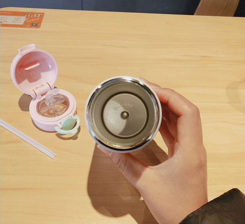 350ML个性祝福语美乐保温杯304不锈钢弹跳盖吸管杯