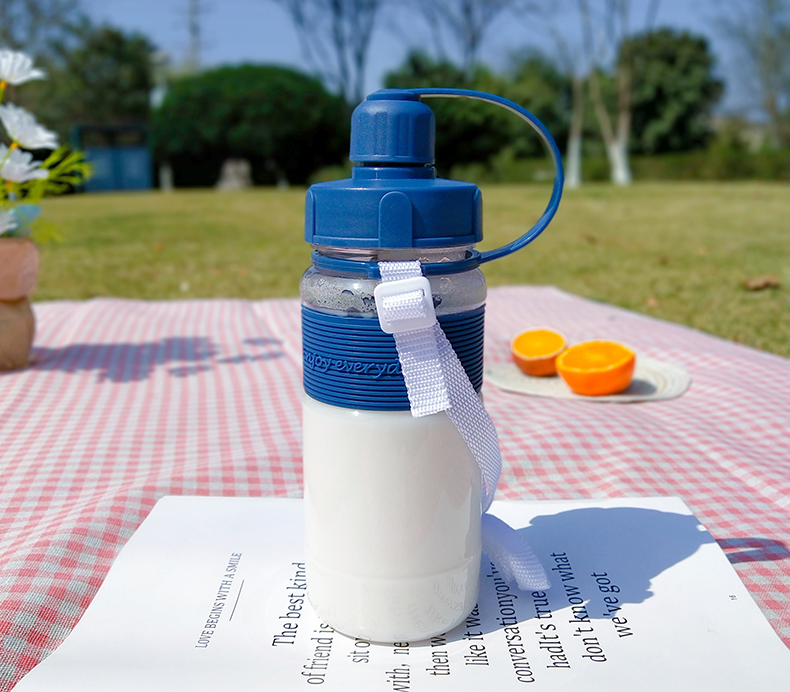 600ML简约清新太空手提塑料杯户外便携杯子旅行随手杯