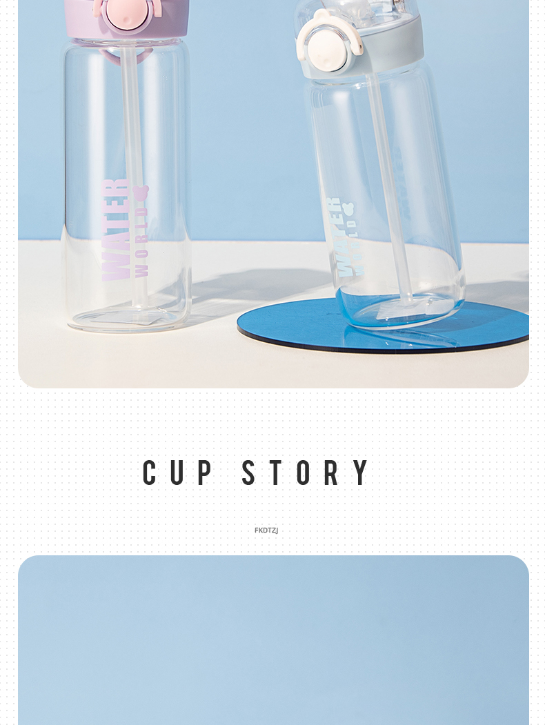 420ML英文款美乐吸管玻璃杯简约清新学生情侣便携水杯