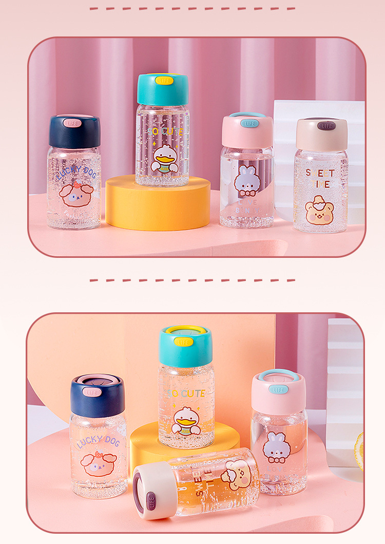 150ML卡通迷你动物玻璃杯小巧可爱少女心学生水杯