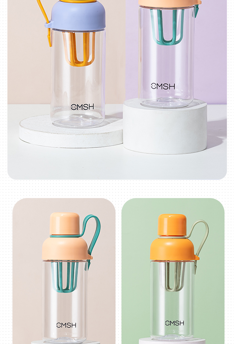 500ML手塑料杯户外运动健身便携果汁蛋白粉摇摇杯