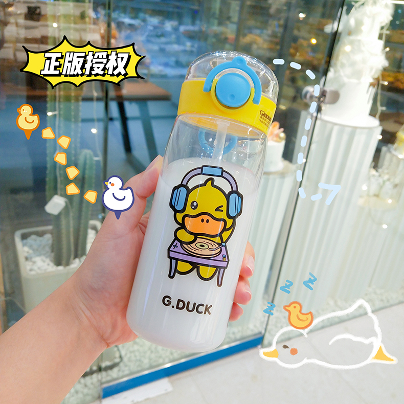 350ML创意潮玩鸭弹跳盖塑料杯小清新学生便携杯子