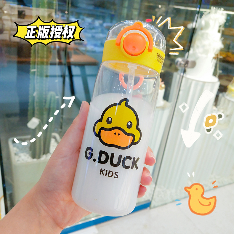 350ML创意潮玩鸭弹跳盖塑料杯小清新学生便携杯子