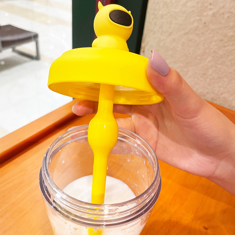 550ML潮玩恶魔搅拌塑料杯塑料杯学生Tritan吸管杯