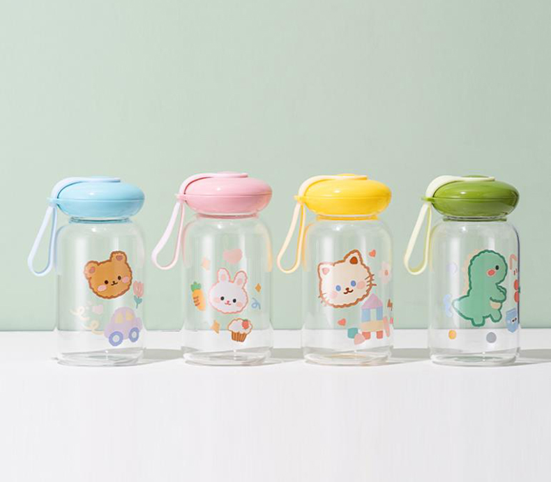 420ML萌宠乐园飞碟玻璃杯可爱便携学生情侣随手杯子