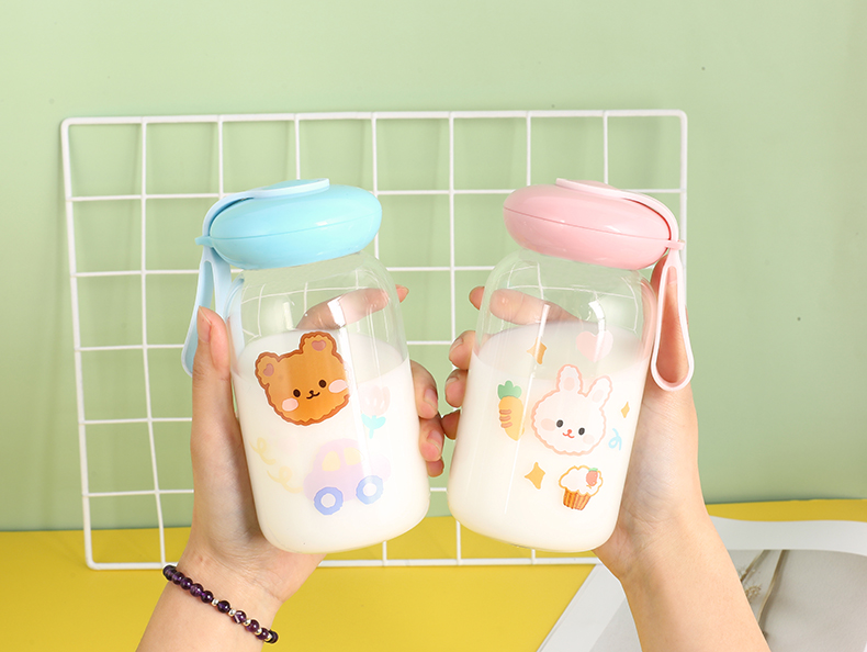 420ML萌宠乐园飞碟玻璃杯可爱便携学生情侣随手杯子