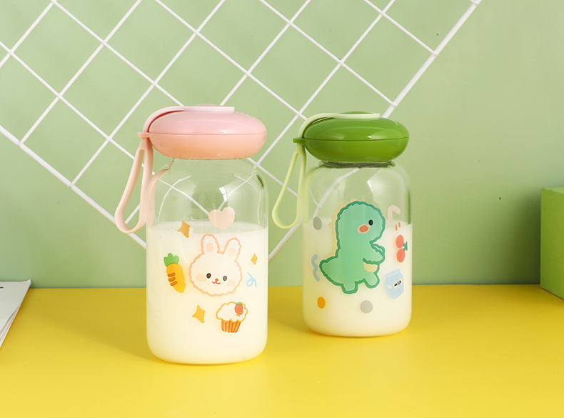 420ML萌宠乐园飞碟玻璃杯可爱便携学生情侣随手杯子