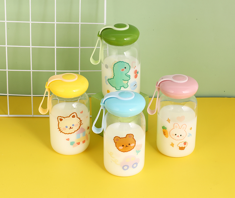 420ML萌宠乐园飞碟玻璃杯可爱便携学生情侣随手杯子