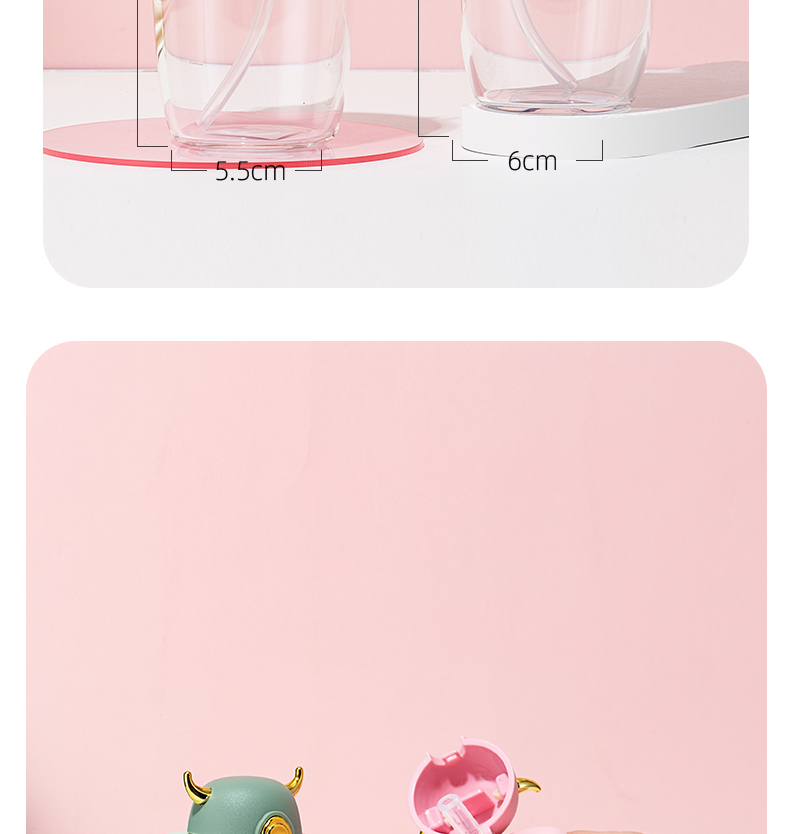 430ml恶魔吸管玻璃杯可爱便携水杯学生情侣随手杯子