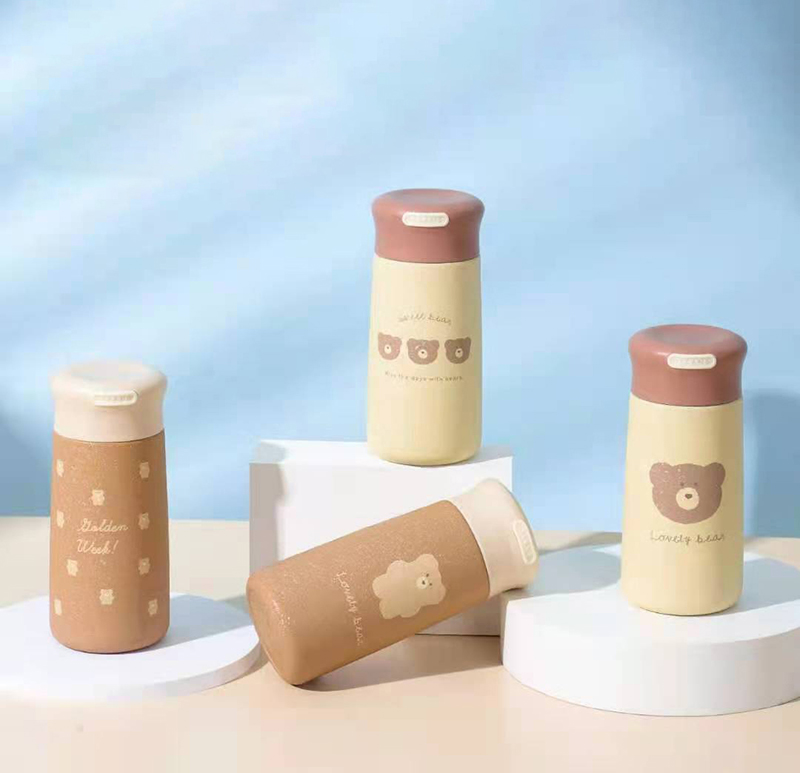 300ML卡通冰花小熊尚悦保温杯日系磨砂可爱少女心水杯