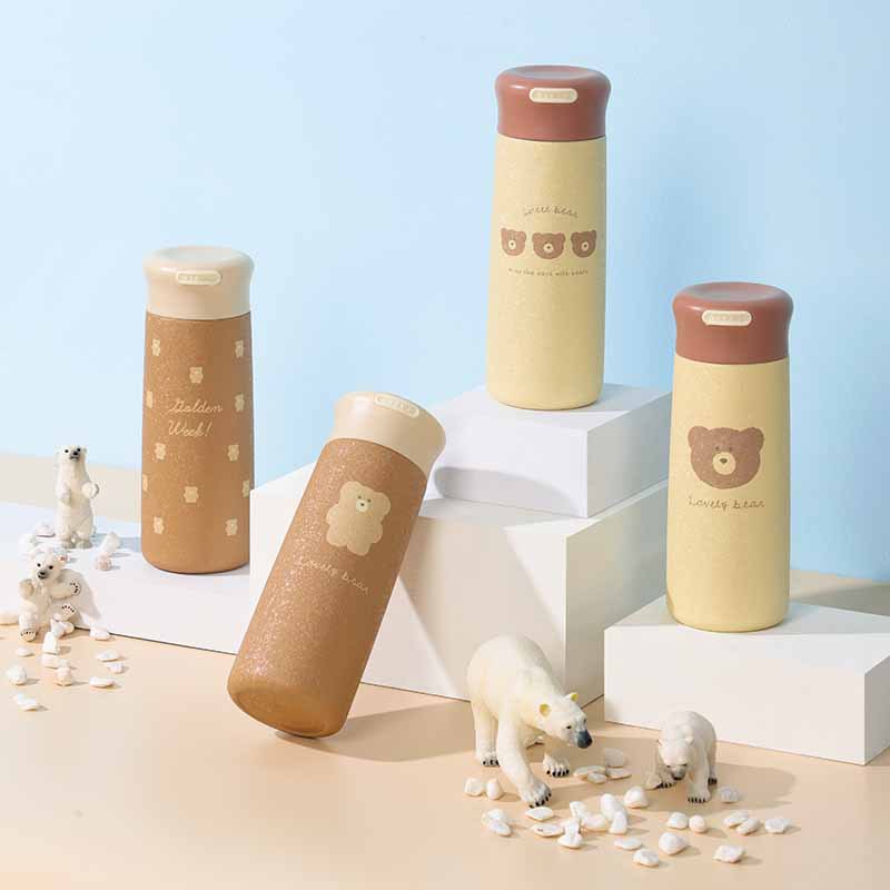 300ML卡通冰花小熊尚悦保温杯日系磨砂可爱少女心水杯